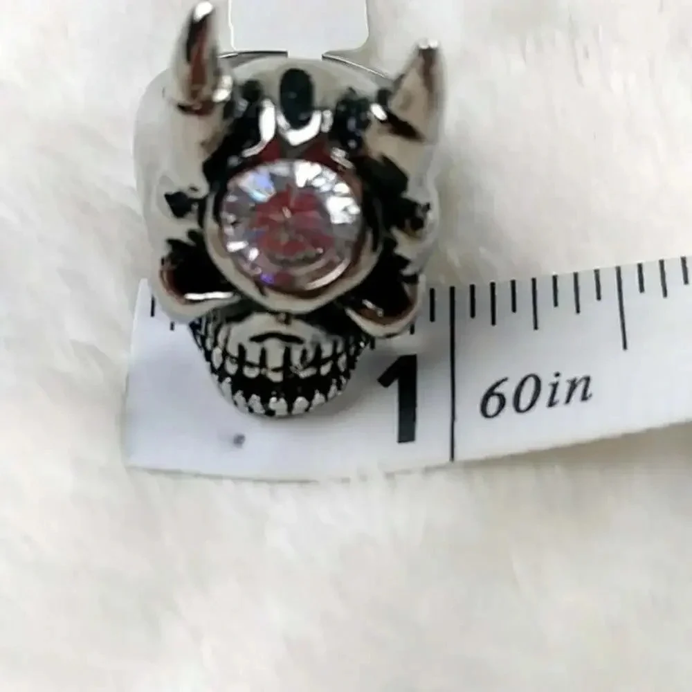 Unisex Skull Ring Gothic Biker Punk Stainless Steel Nickel Free Hypoallergenic